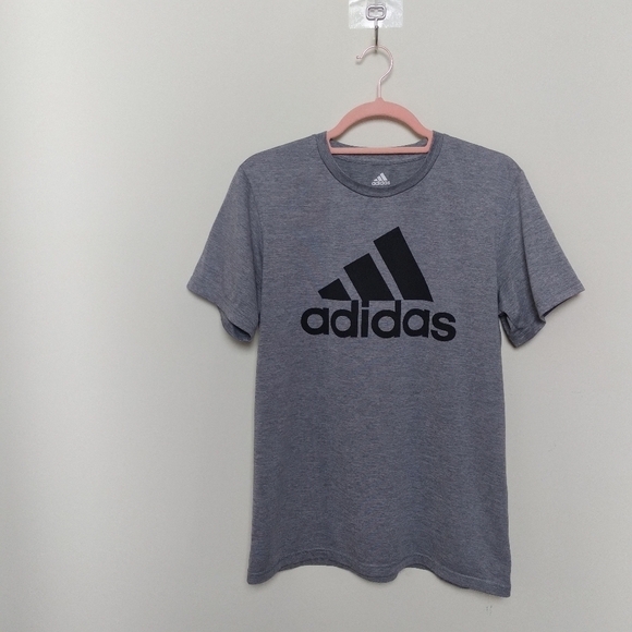 Adidas Grey Short Sleeve Tricorn Logo Athletic Tee Shirt Size XL - Picture 3 of 8